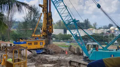 Excavation pit construction for Re-Route Project Jalan Yos Sudarso in Indonesia by Bauer Spezialtiefbau